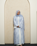 S07 Blue Mist Printed Abaya | Summer Collection