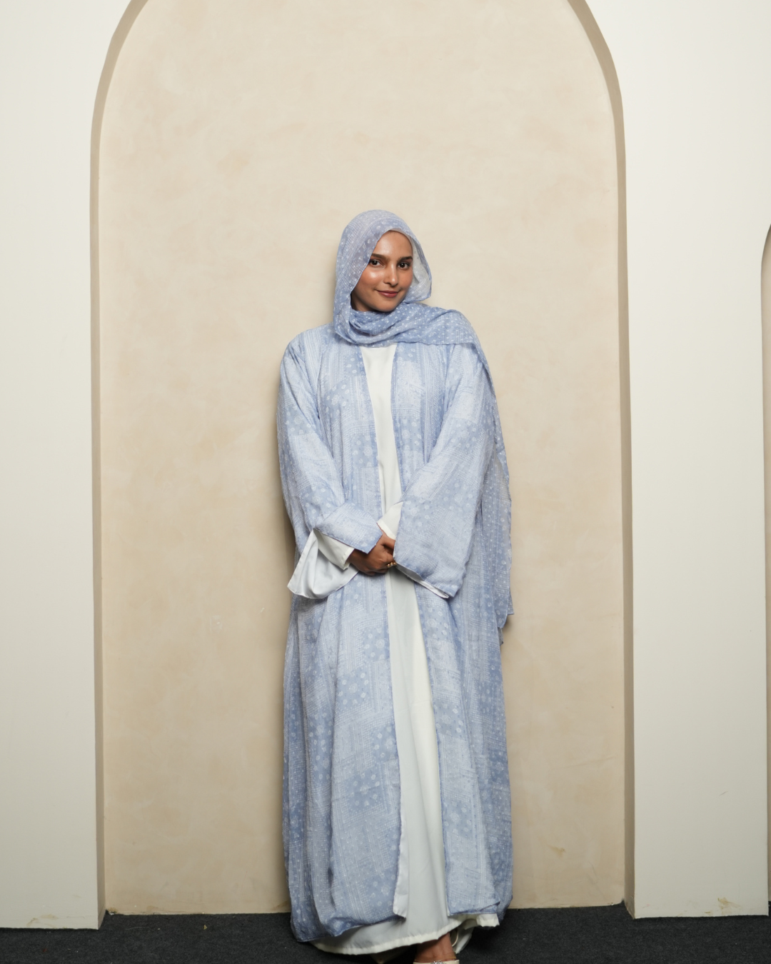 S07 Blue Mist Printed Abaya | Summer Collection