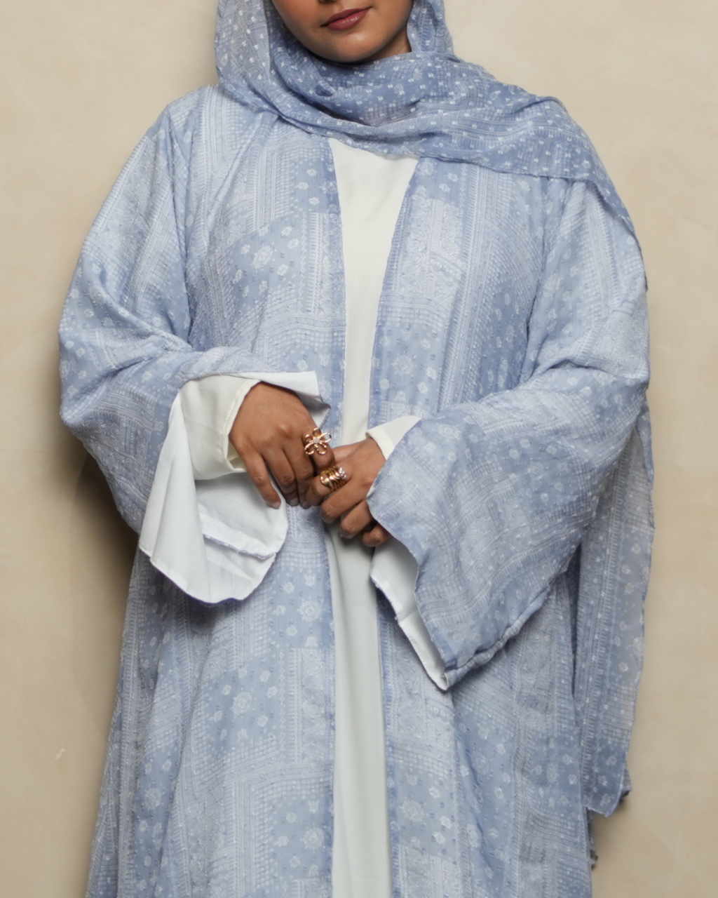S07 Blue Mist Printed Abaya | Summer Collection