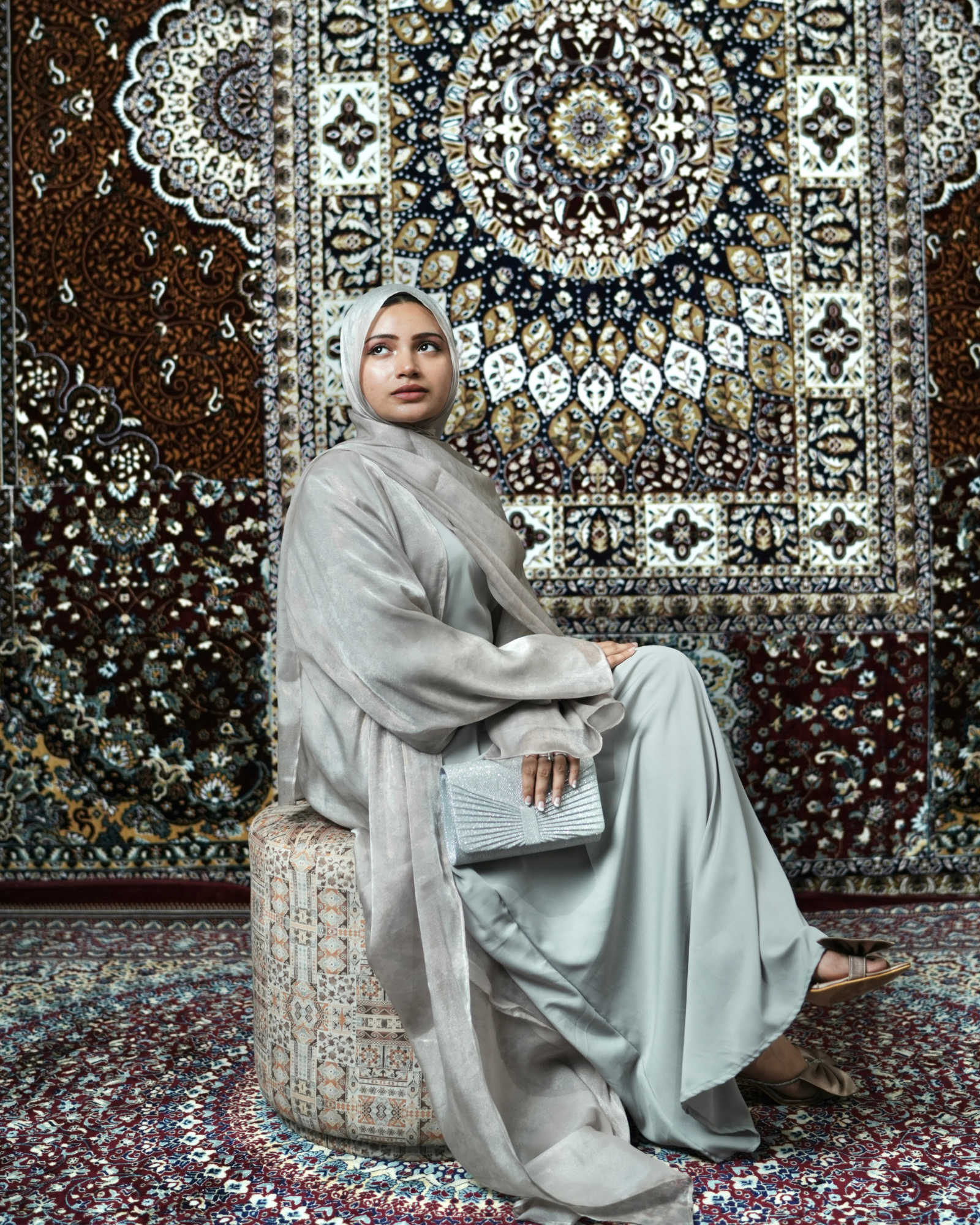 26 Grey petals | Bridgerton Abaya