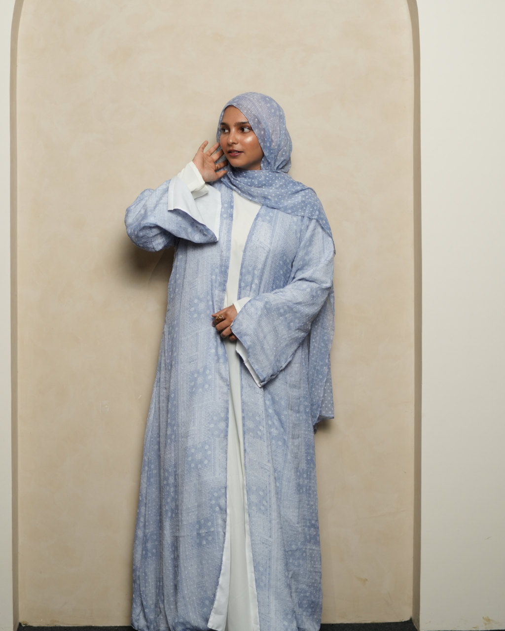 S07 Blue Mist Printed Abaya | Summer Collection