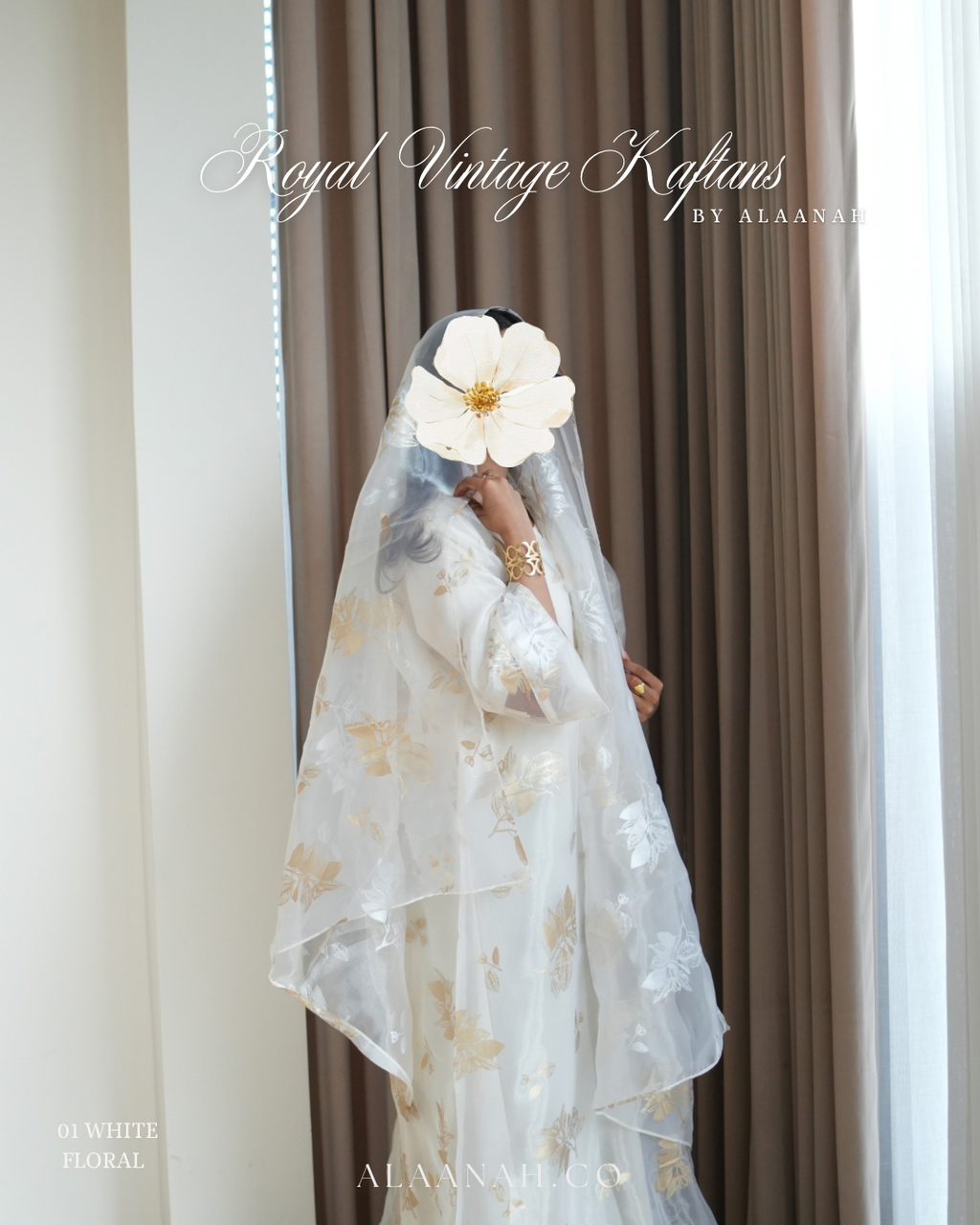 VK01 | White Floral | Royal Vintage Kaftan