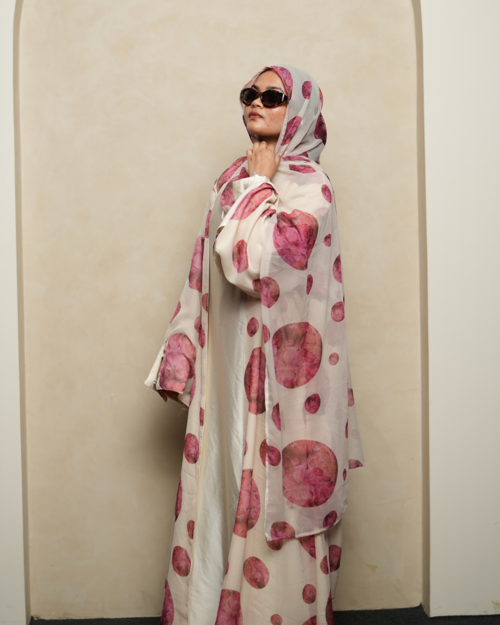 S10 Berry Dot Printed Abaya | Summer Collection