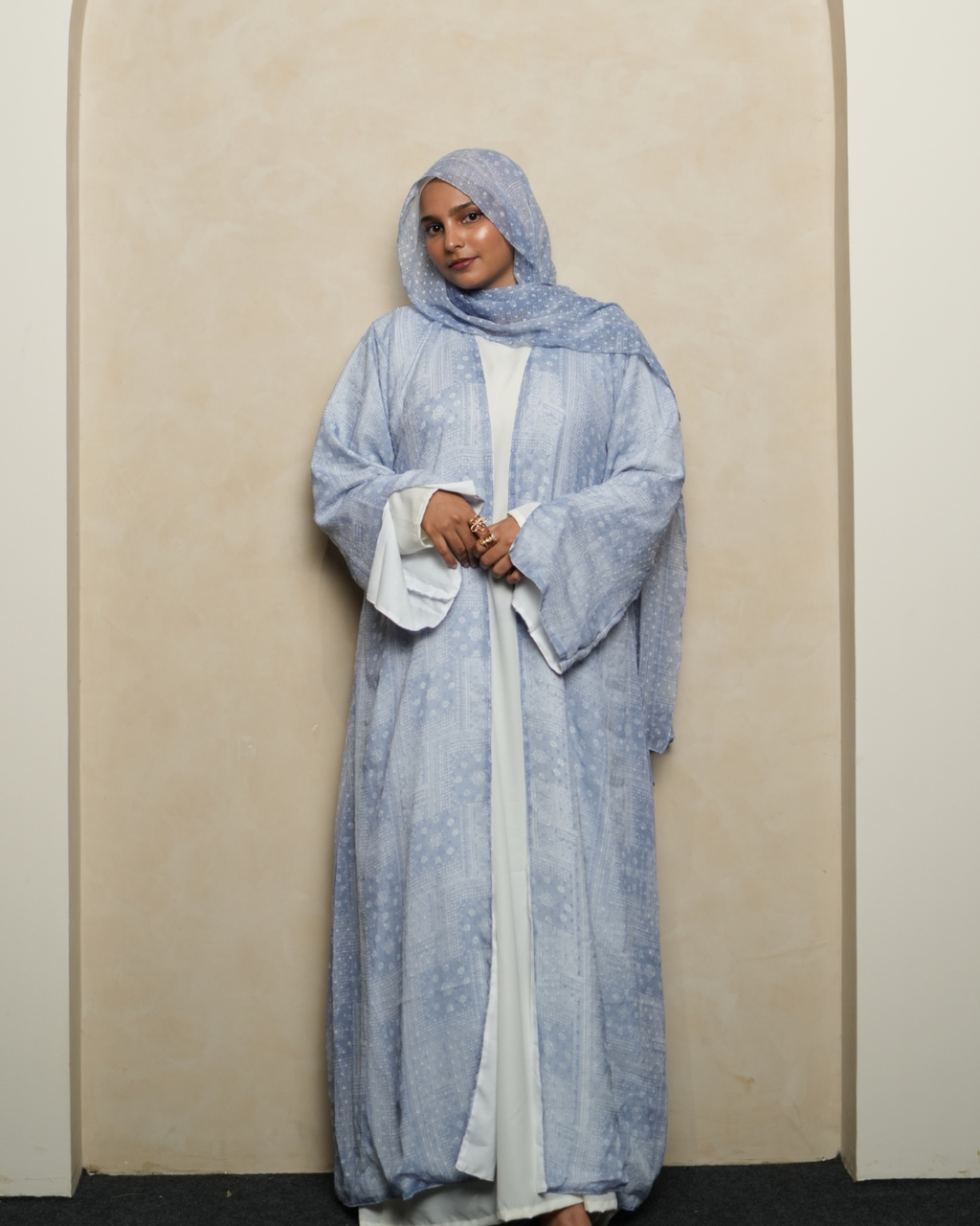 S07 Blue Mist Printed Abaya | Summer Collection