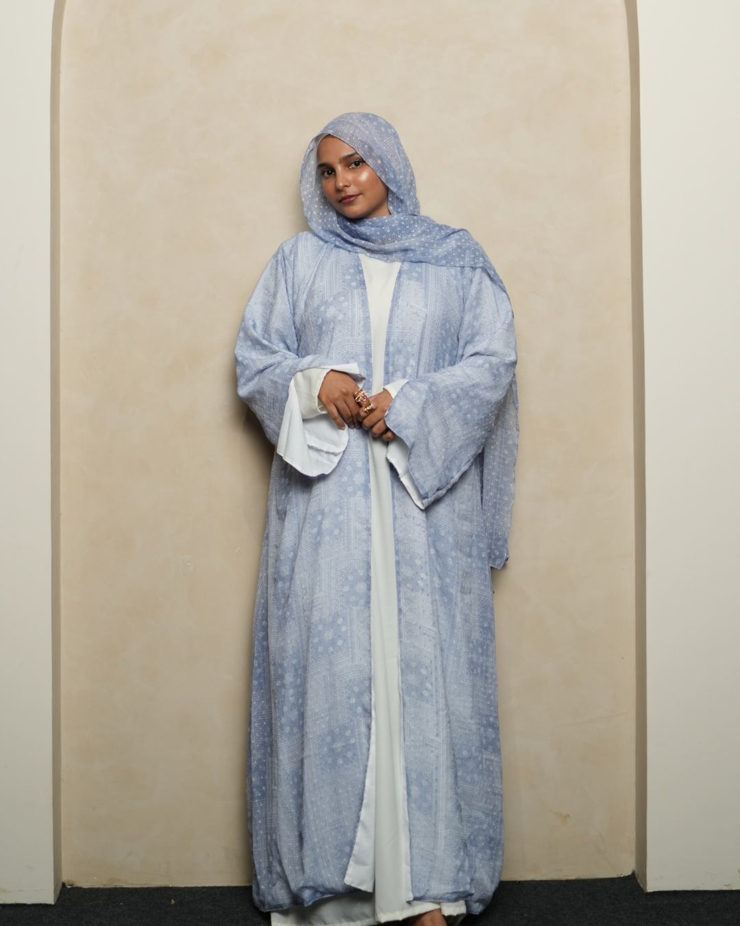 S07 Blue Mist Printed Abaya | Summer Collection