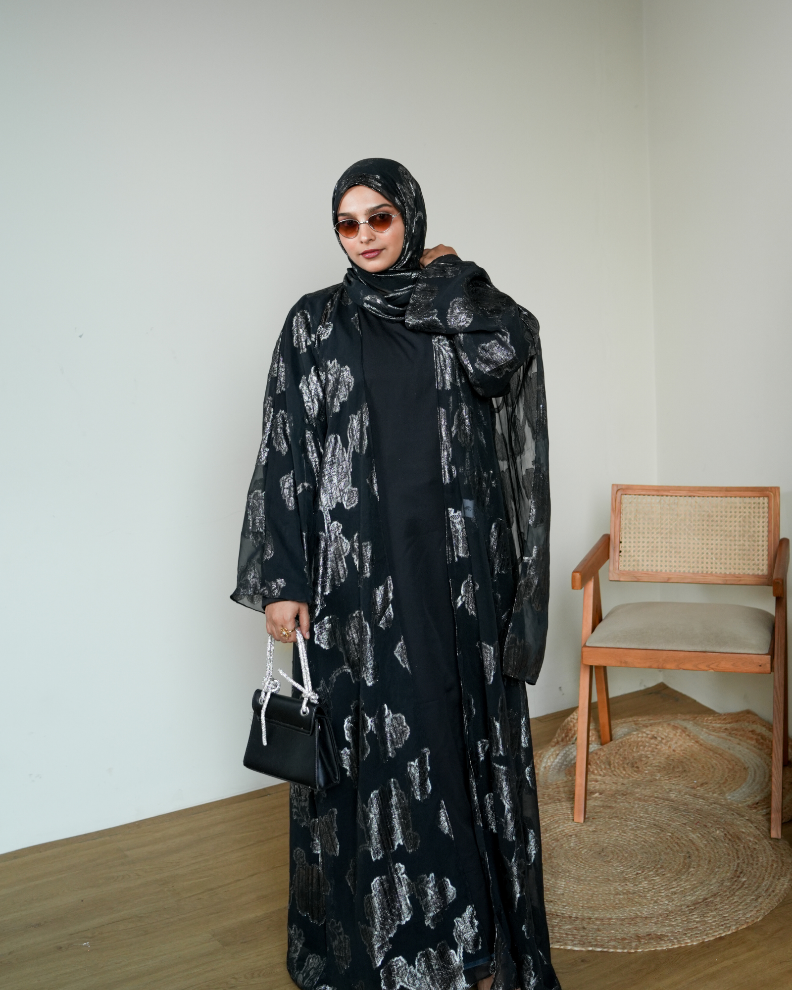 SL01 Black Fleur Abaya | Summer Luxe Collection