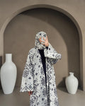 V03 Monochrome Bloom Abaya | Vintage Collection