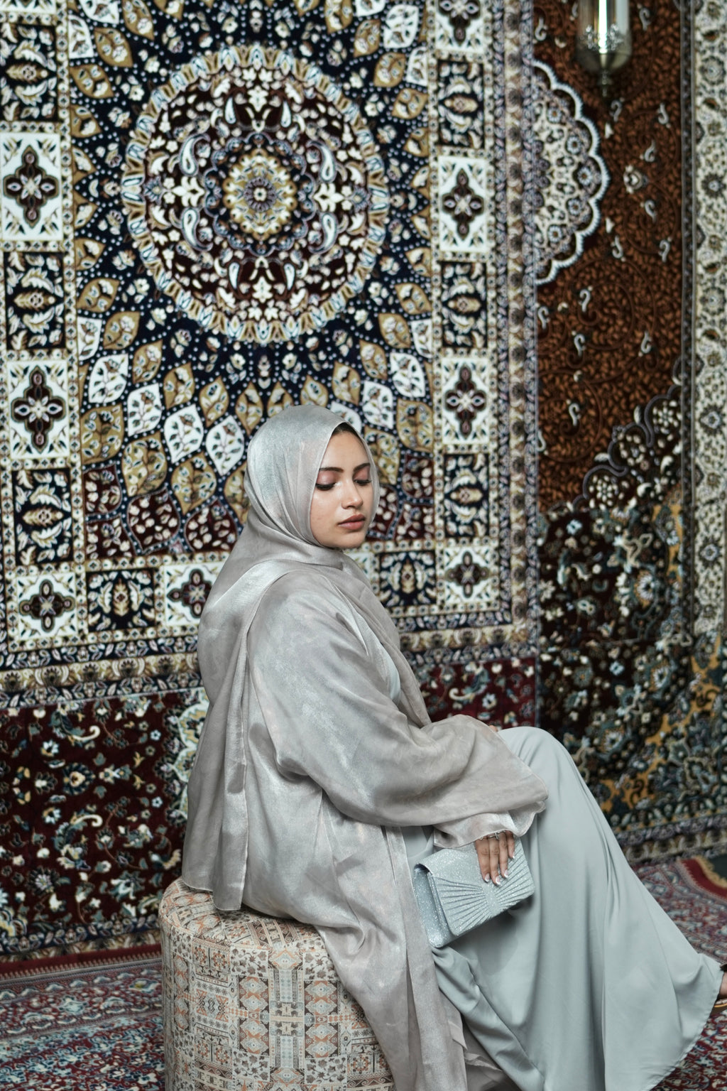 26 Grey petals | Bridgerton Abaya