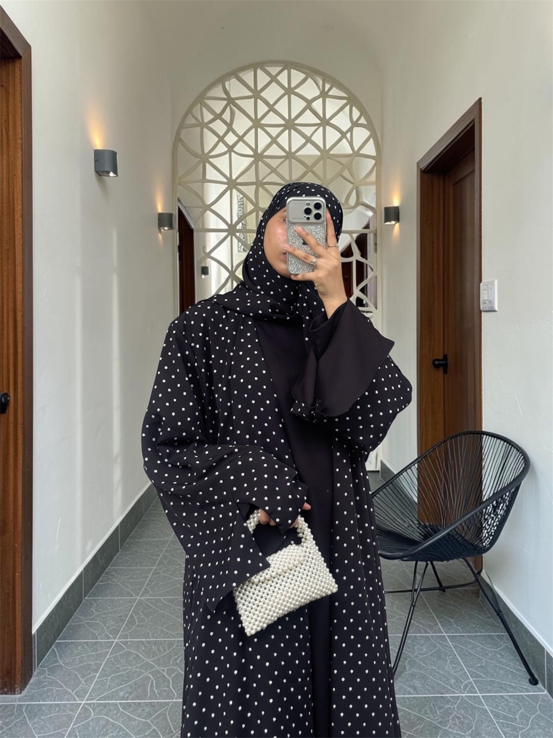 Polka dot Abaya | Black