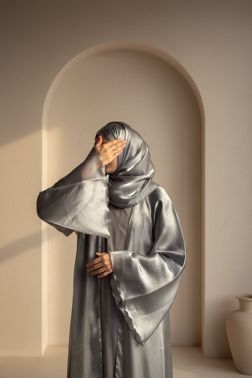 Abaya Saida Silver Grey