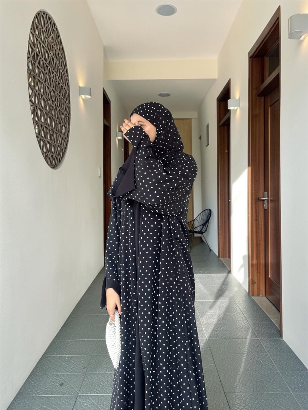 Polka dot Abaya | Black