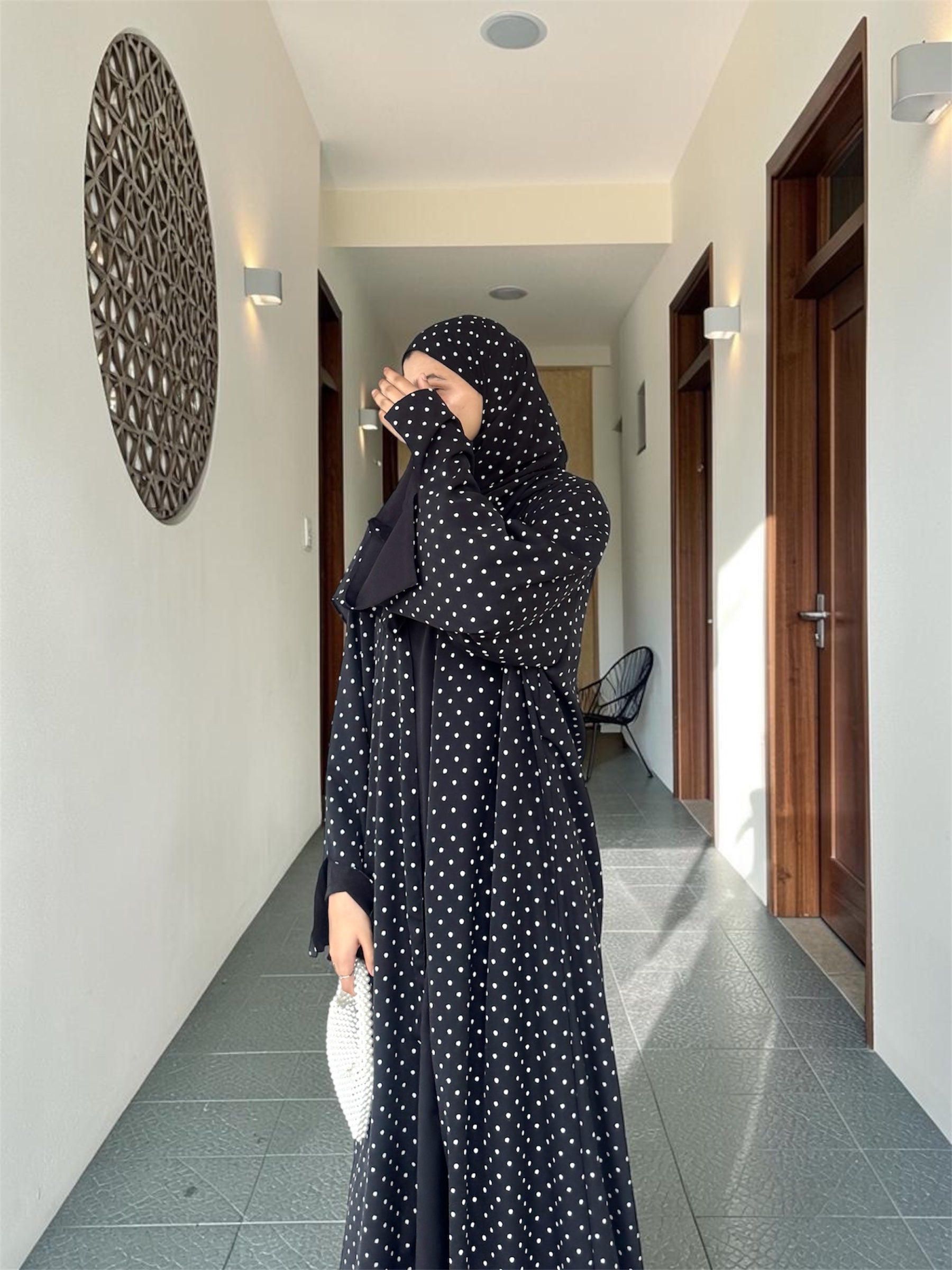 Polka dot Abaya | Black