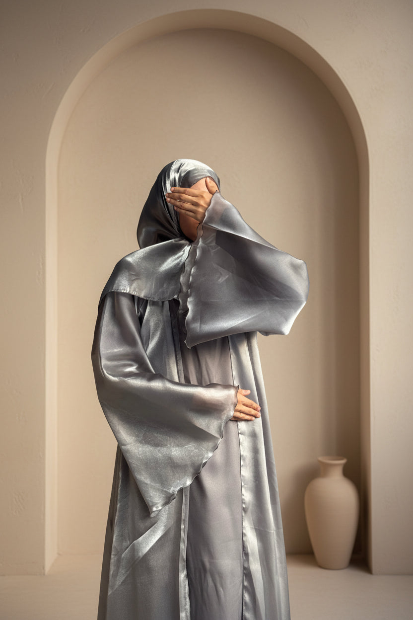 Abaya Saida Silver Grey