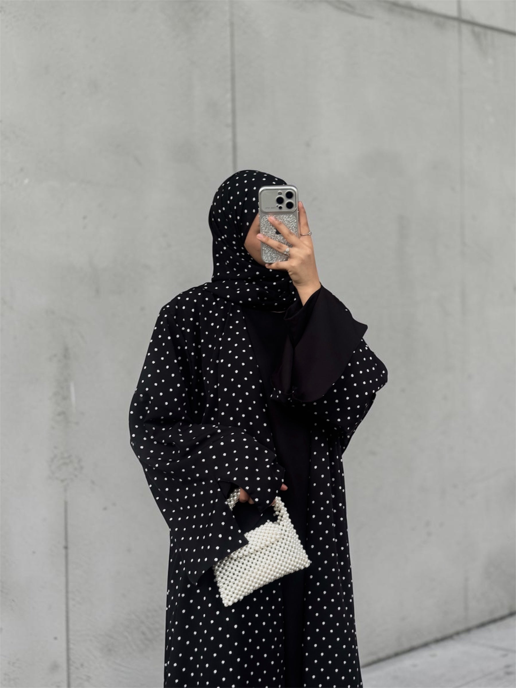 Polka dot Abaya | Black