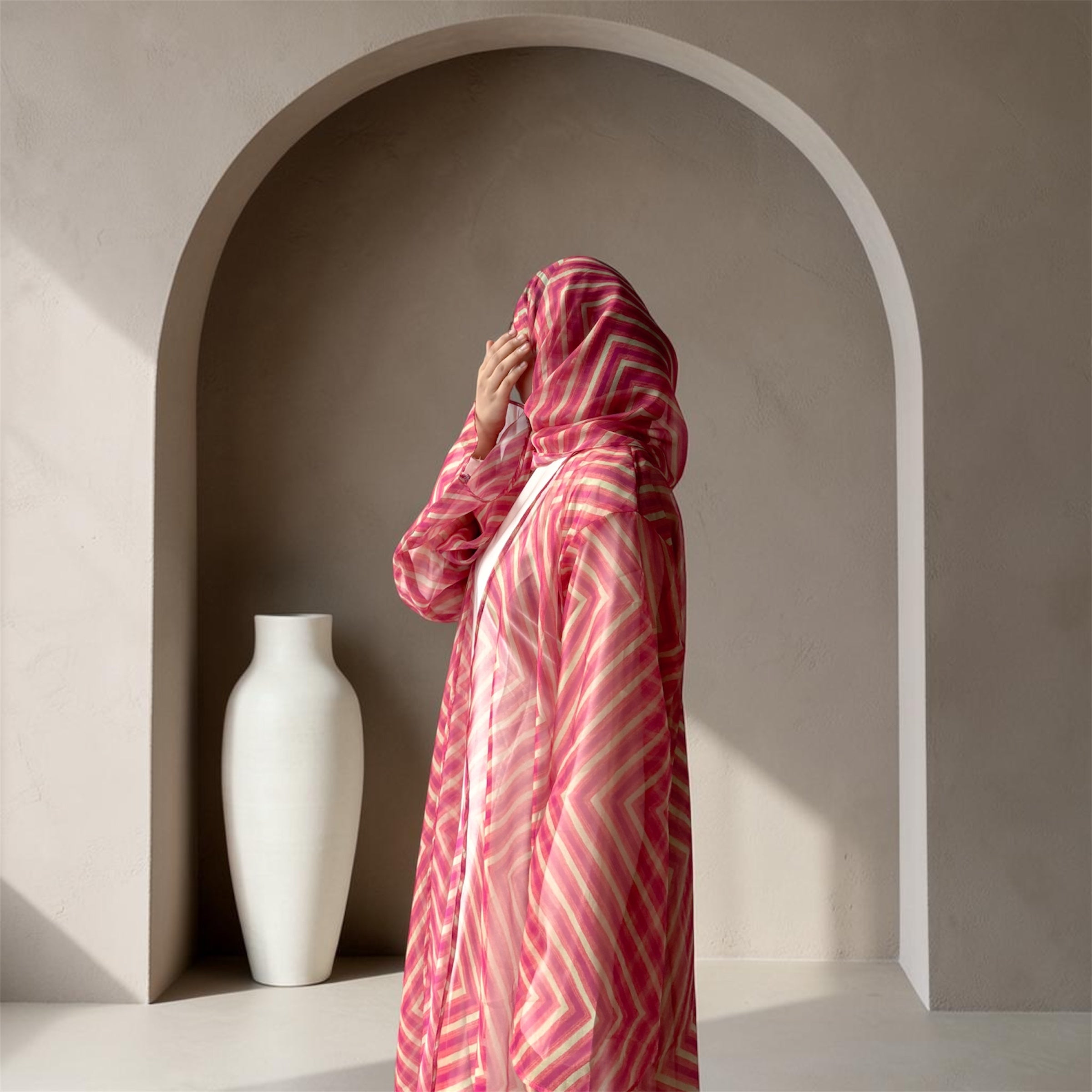 S06 Candy Stripe Printed Abaya| Summer Collection