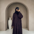 S02 Black Paisley Printed Abaya | Summer Collection