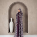 S12 Wine Floral Printed Abaya | Summer Collection
