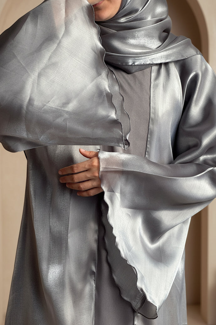Abaya Saida Silver Grey