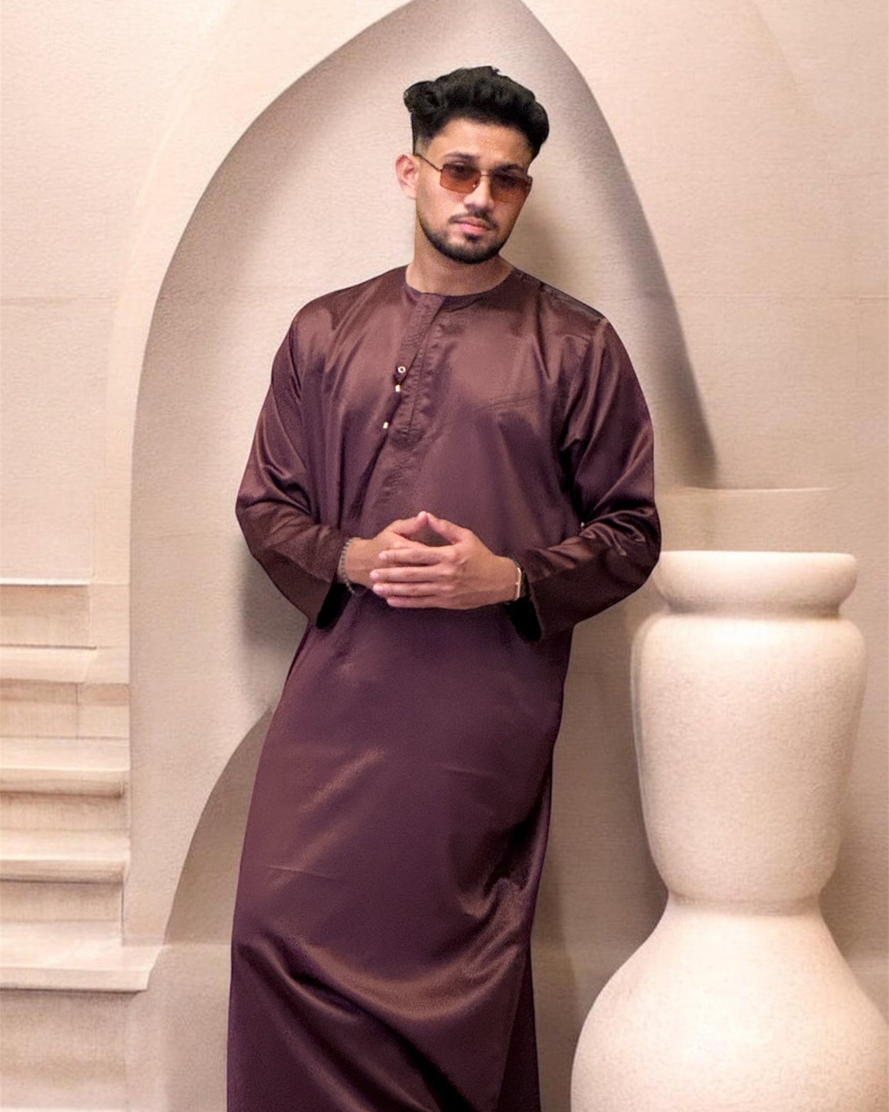 Armani Satin Emirati Thobe- Ruby