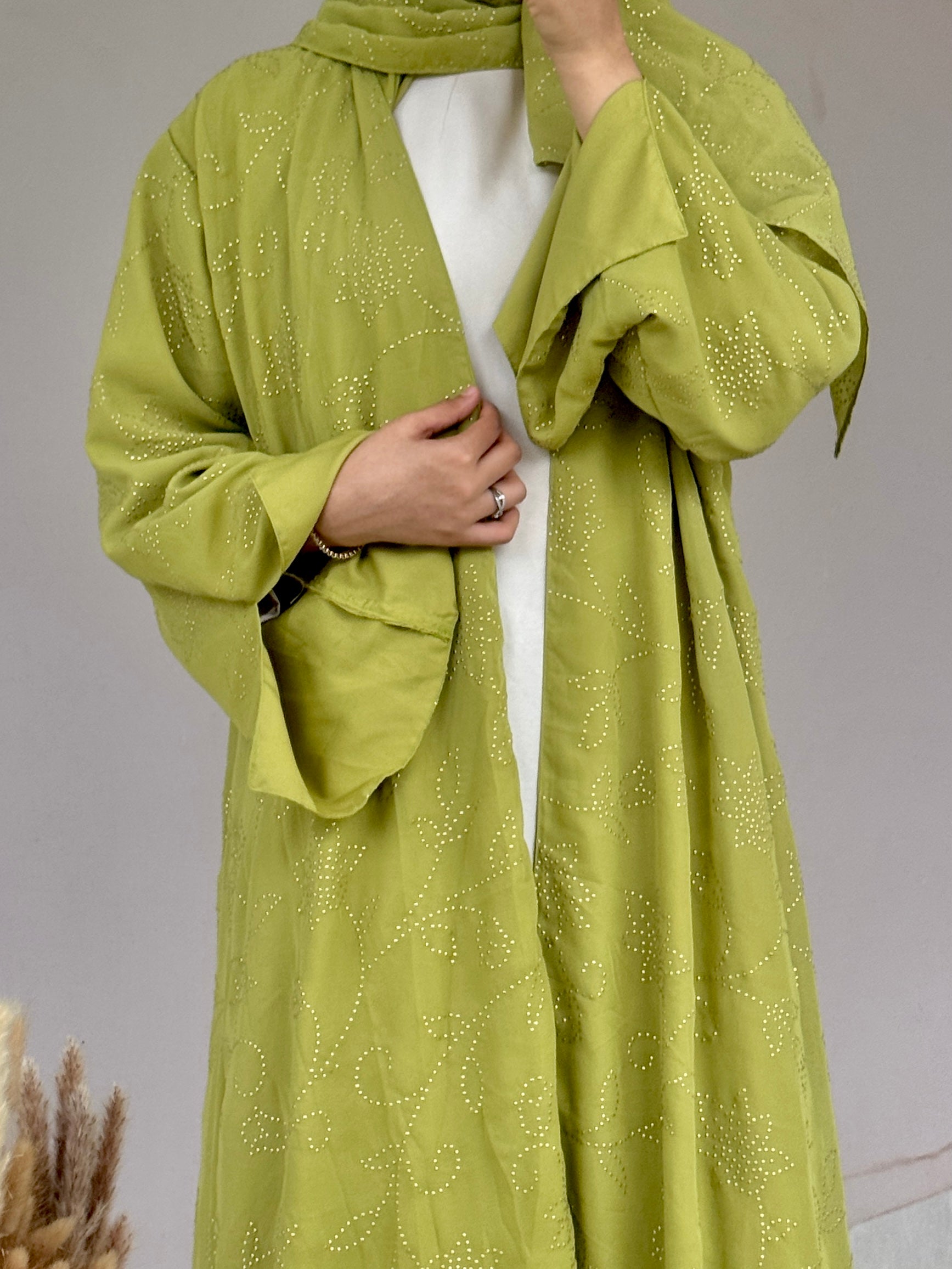 S09 Matcha Sparkle Abaya | Summer Collection