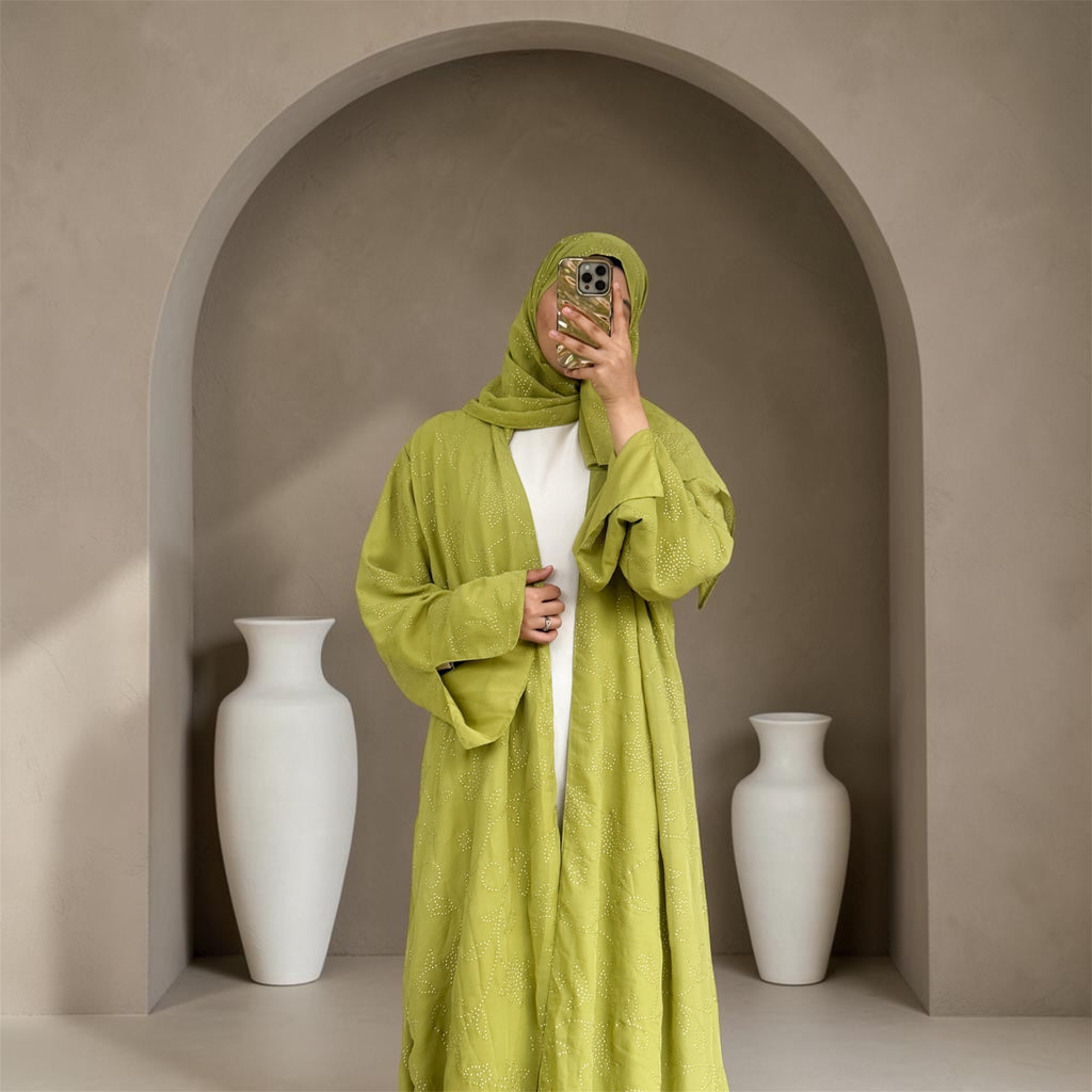 S09 Matcha Sparkle Abaya | Summer Collection