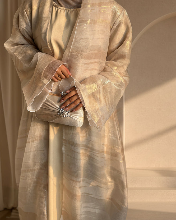 01 Cressida White Stripes | Bridgerton Abaya