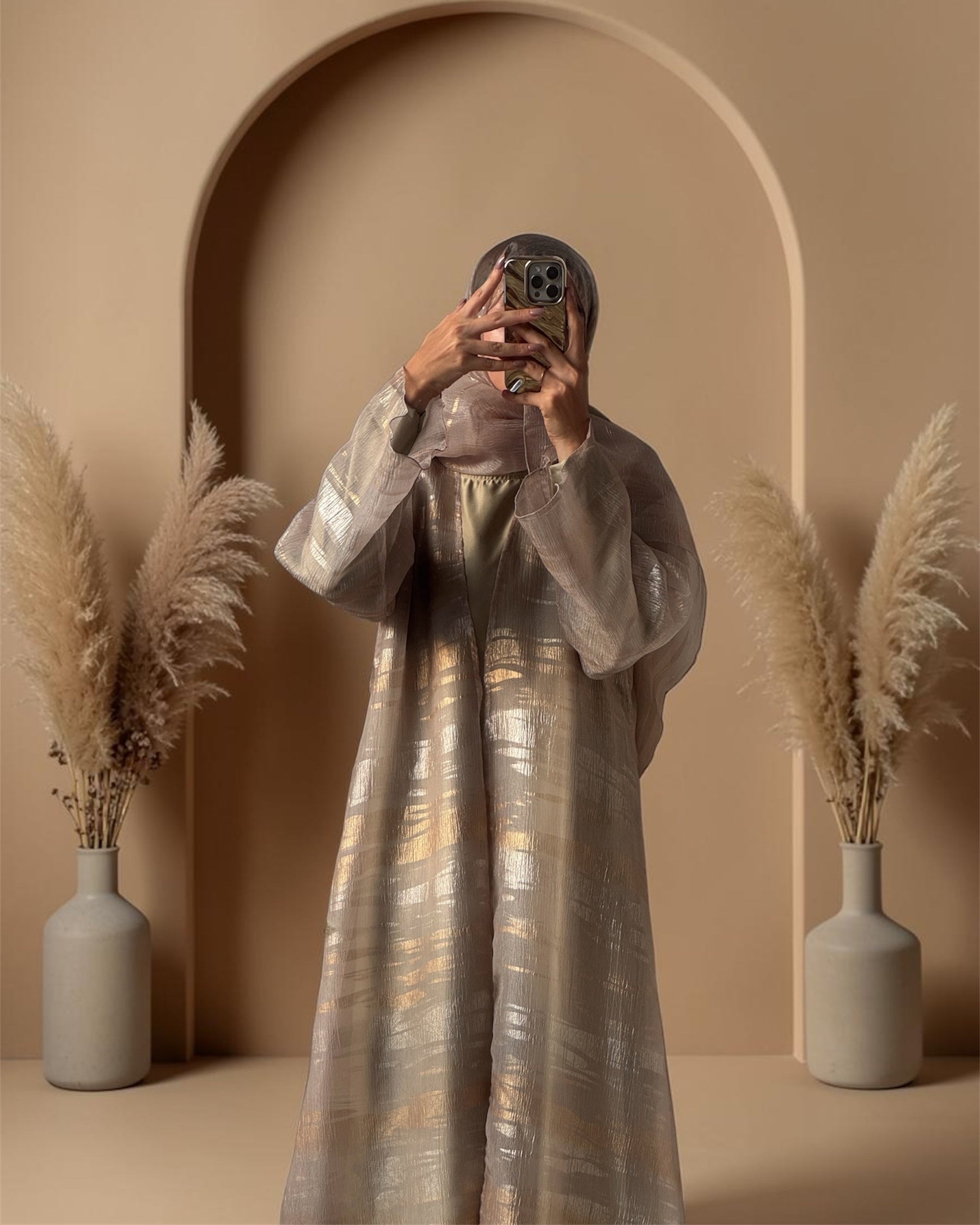 02 Cressida Champagne Stripes | Bridgerton Abaya