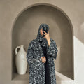 S03 Black Mosaic Printed Abaya | Summer Collection