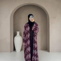 S04 Wine Mosaic Printed Abaya | Summer Collection