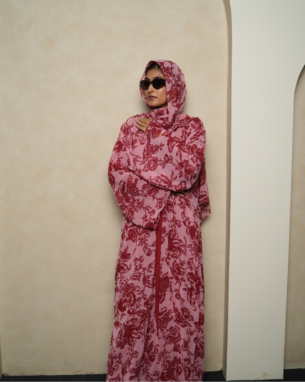 S05 Blush Garden Printed Abaya | Summer Collection