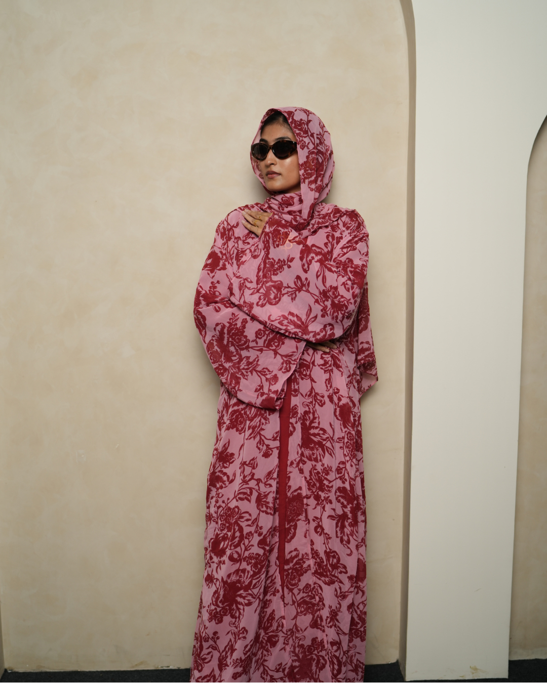 S05 Blush Garden Printed Abaya | Summer Collection