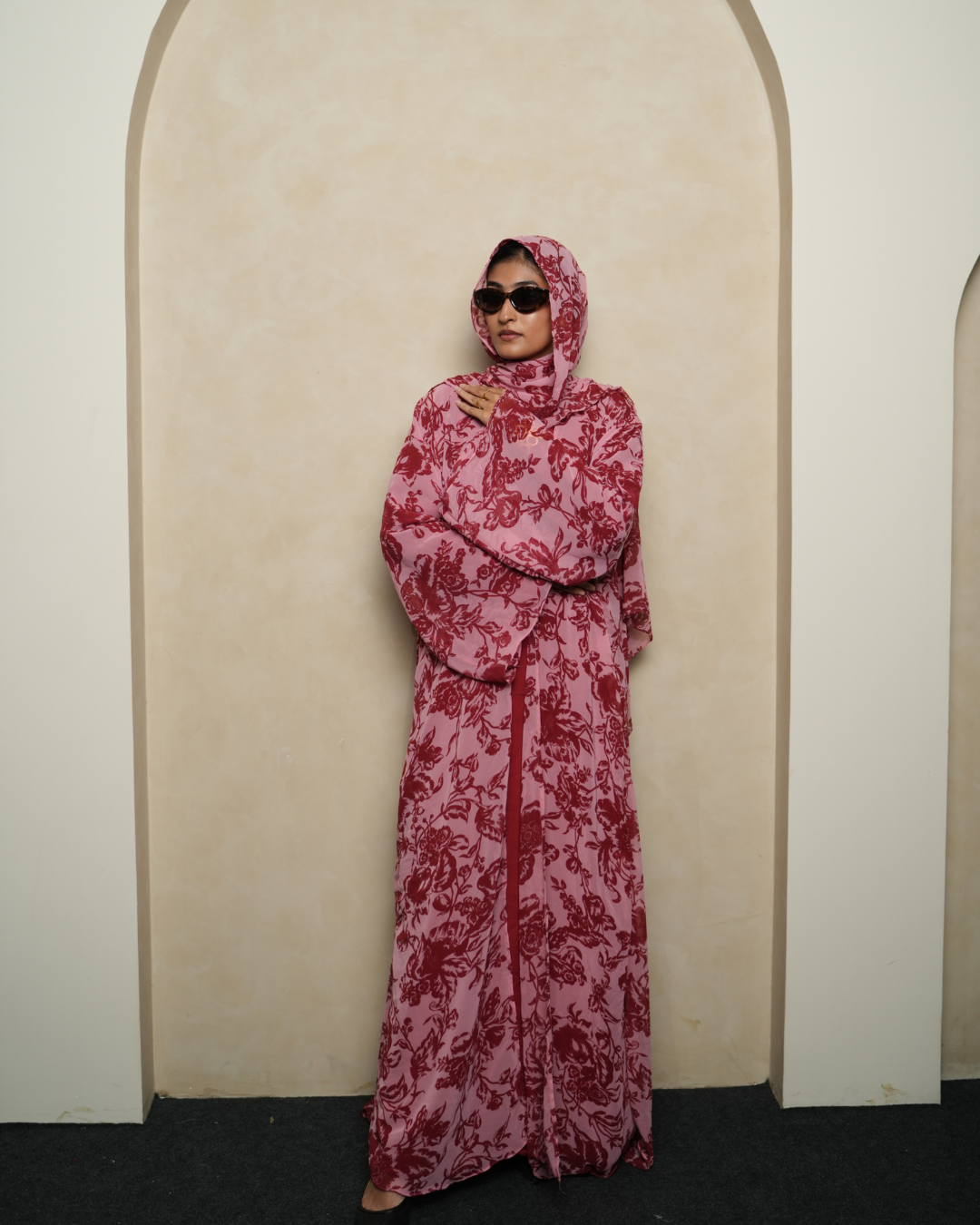 S05 Blush Garden Printed Abaya | Summer Collection