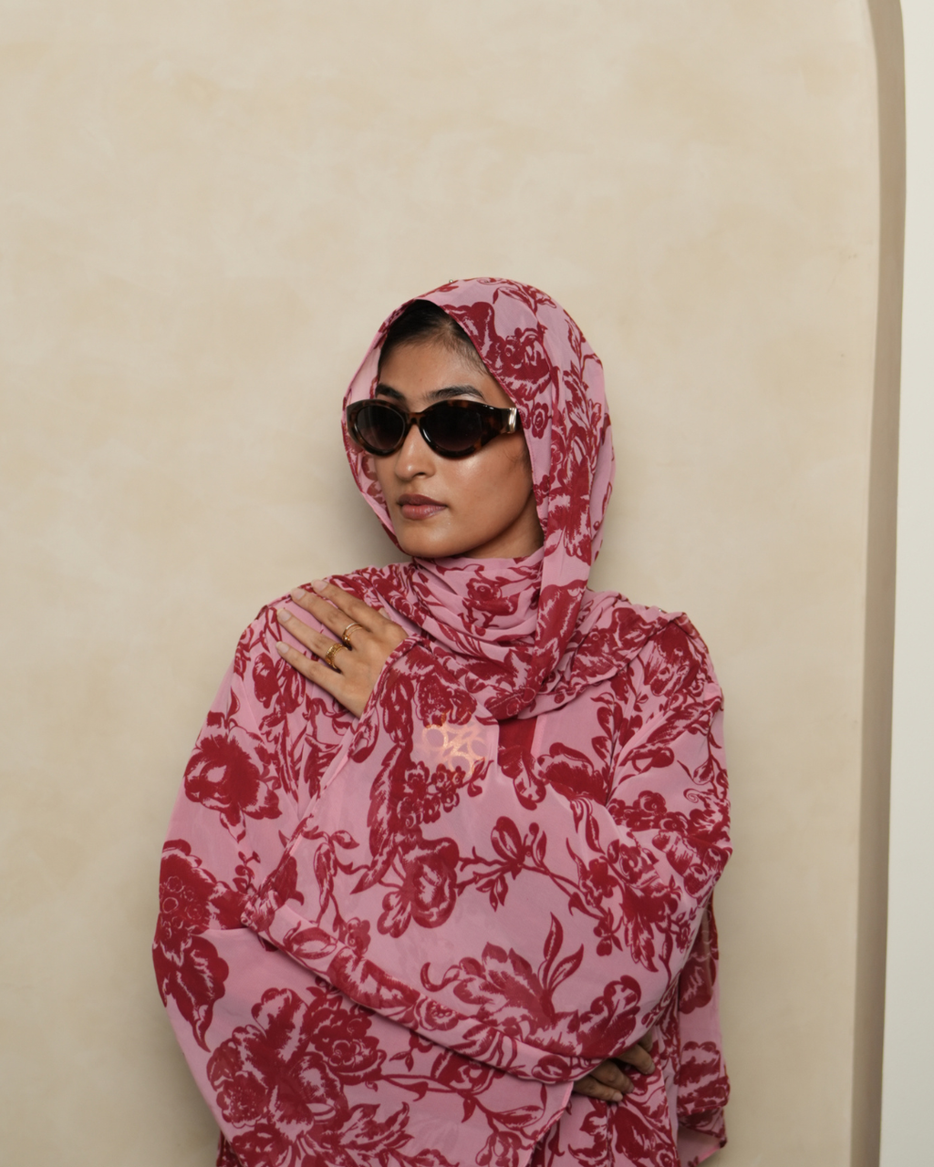 S05 Blush Garden Printed Abaya | Summer Collection